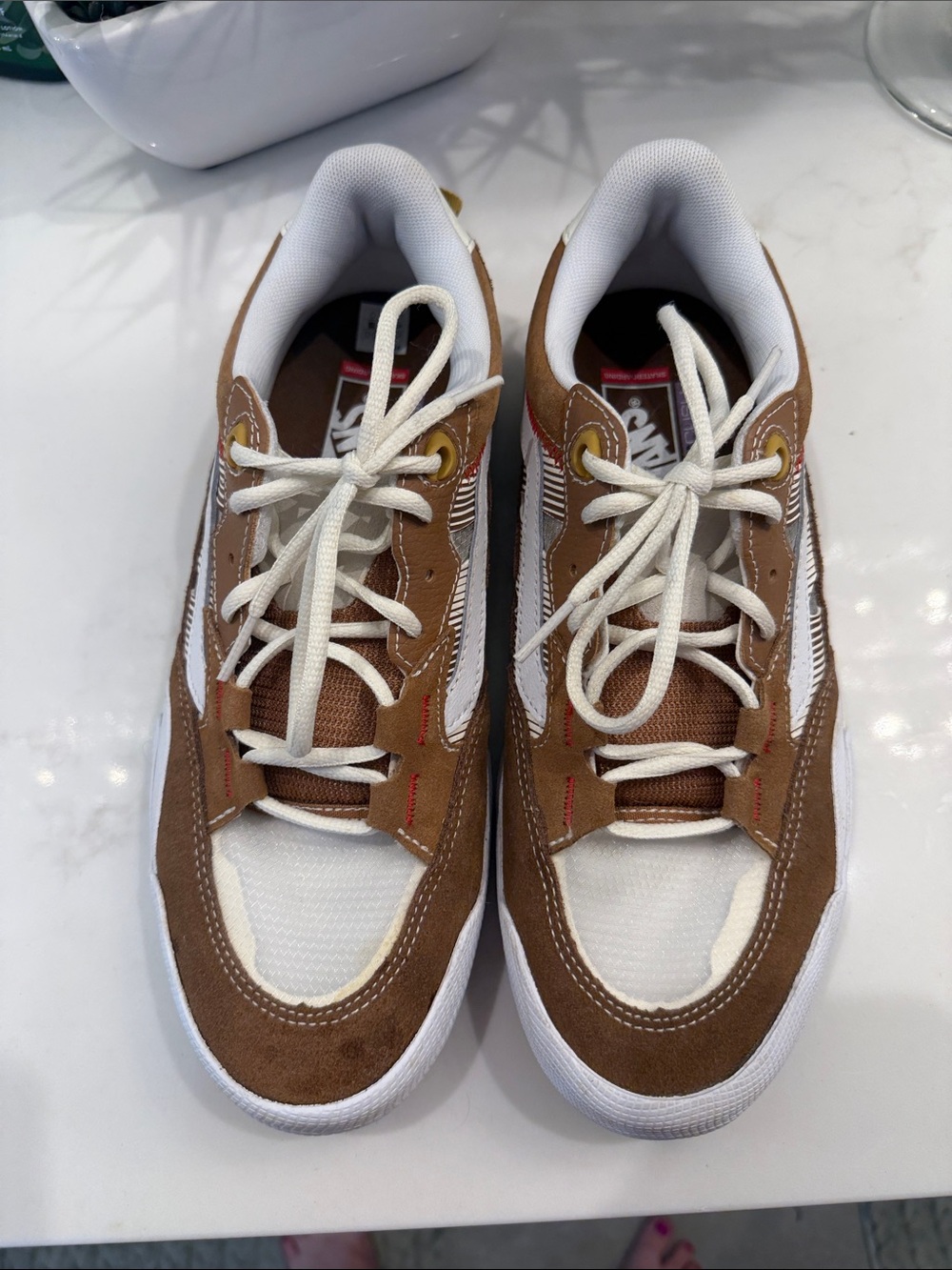 Vans Brown and White Lace-Up Men's Sneakers